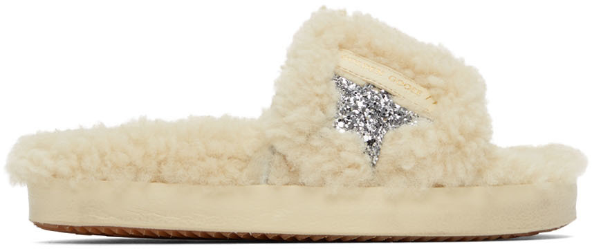 Beige Shearling Sandals