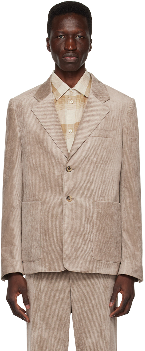 Beige Single-Breasted Blazer