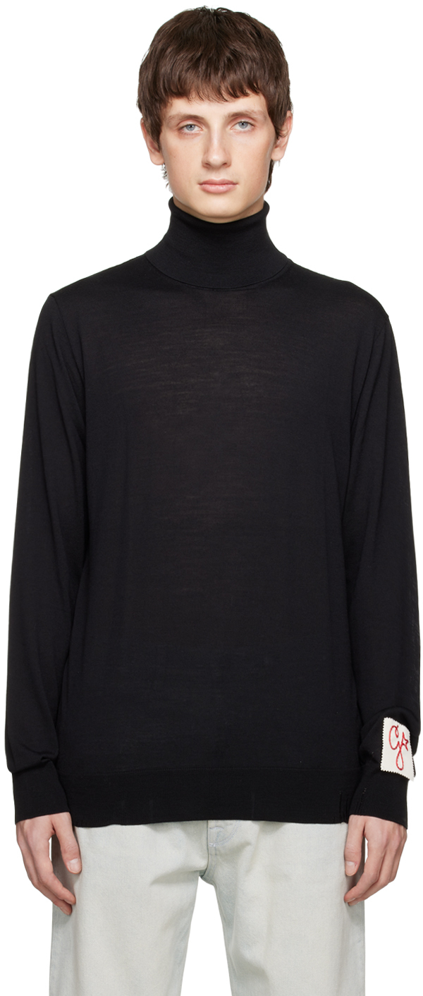 Black Distressed Turtleneck