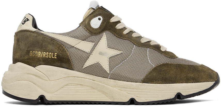 Khaki & Beige Running Sole Sneakers