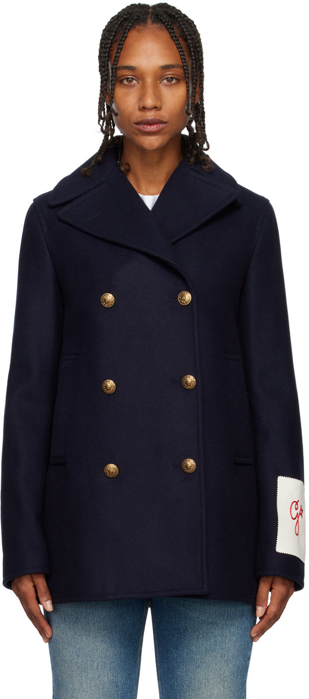 Navy Double-Breasted Coat