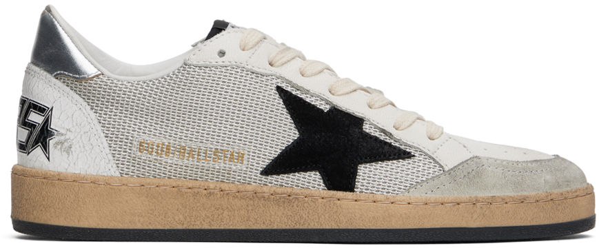 White & Gray Ball Star Sneakers