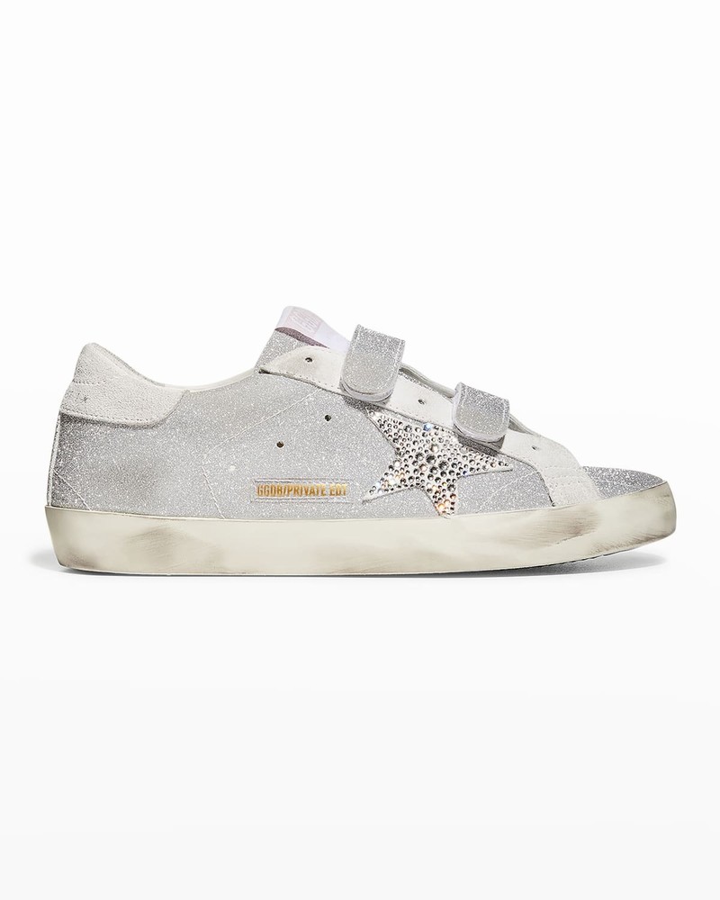 Superstar Old School Crystal Grip Sneakers In Silver