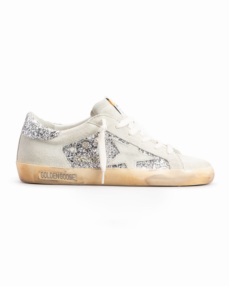 Superstar Glitter Suede Sneakers In Ice Silver