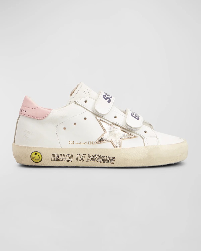 Old School Straps Leather Upper Platinum Star Lt Pink Heel Signature Foxing In Whiteplatinumanti