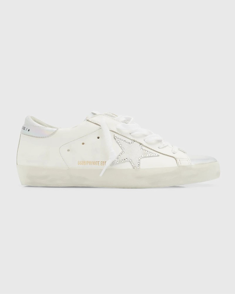 Superstar Iridescent Crystal Low-top Sneakers In Optic White Silve