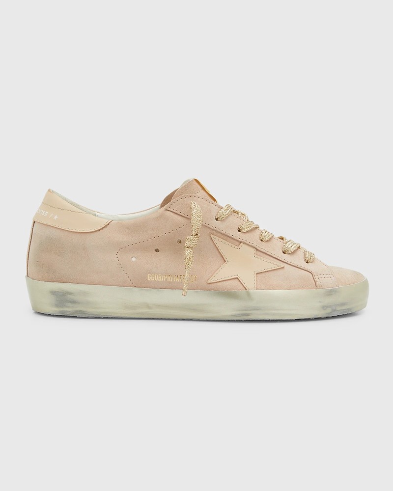 Superstar Mixed Leather Low-top Sneakers In Nude Beige